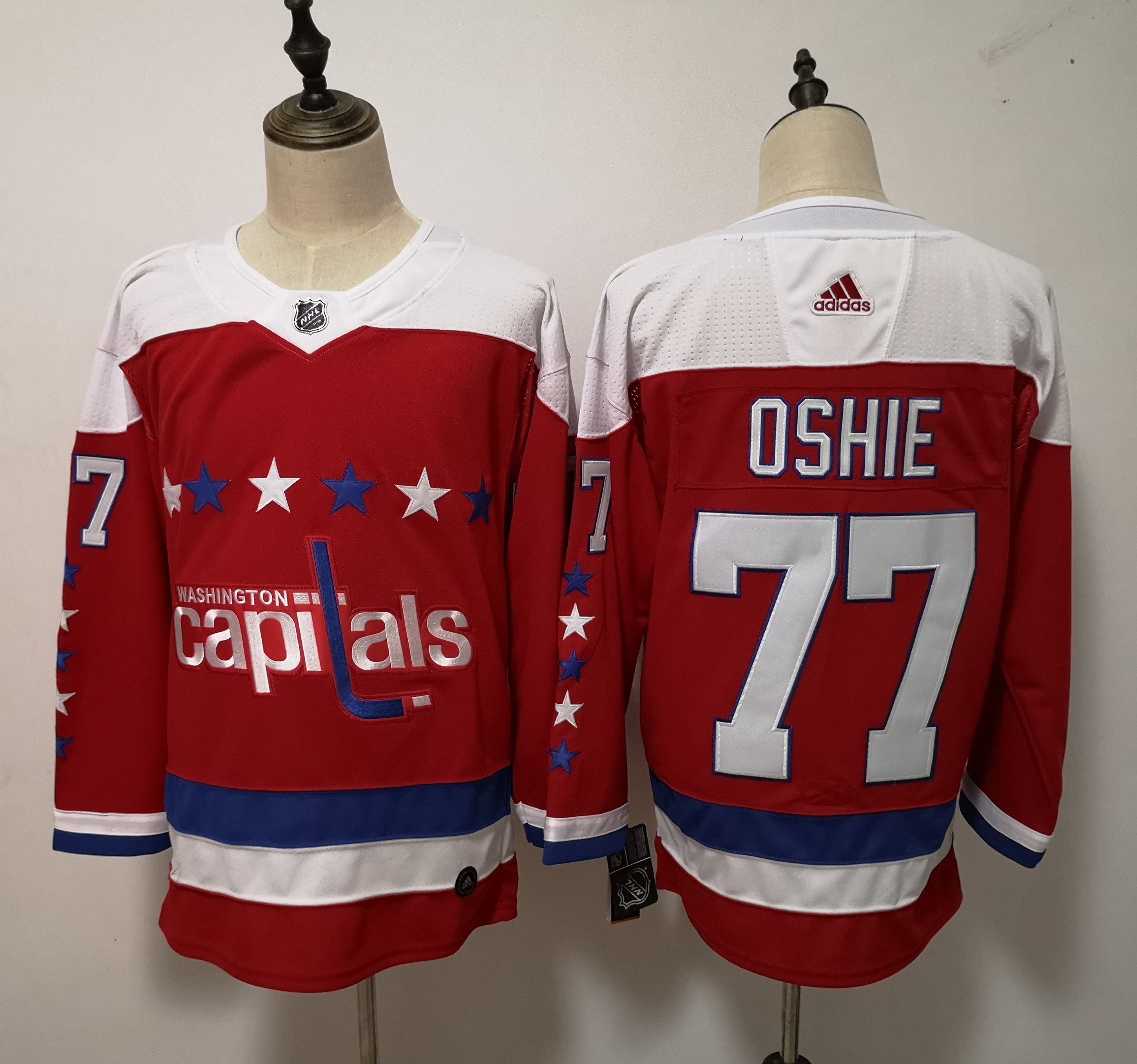 Men Washington Capitals #77 Oshie Red Adidas Alternate Authentic Stitched NHL Jersey